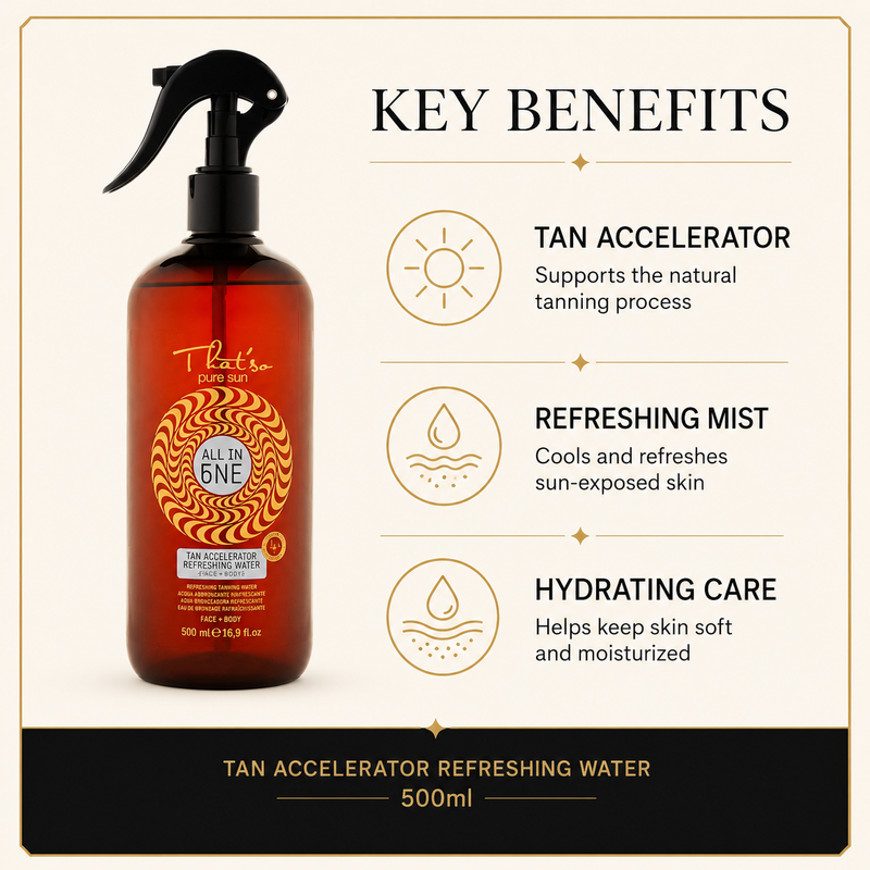 Thatso Tan Accelerator Refreshing Water 500ml key benefits